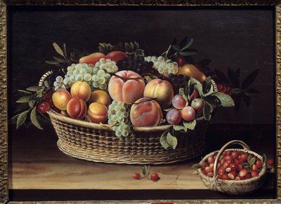 フルーツバスケットとイチゴバスケット ルイーズ・モイヨン（1610-1696）の絵画 1635年 トゥールーズ、Musee des Augustins 作： Louise Moillon
