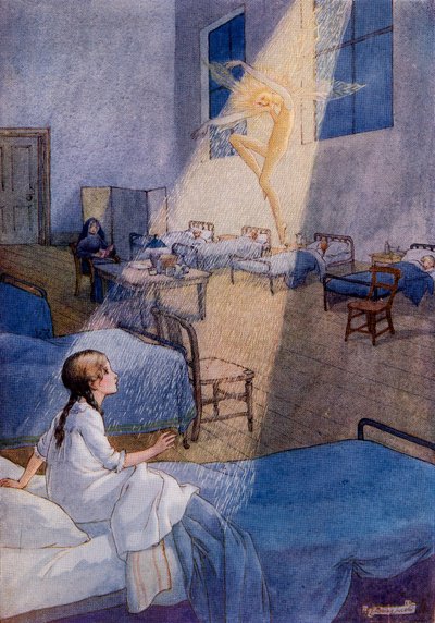 1916年に出版された本「プリンセス・マリー・ジョゼの子供の本」のルイーズ・ジェイコブスの写真からの砂の妖精（カラーリソ） 作： Louise Rice Jacobs