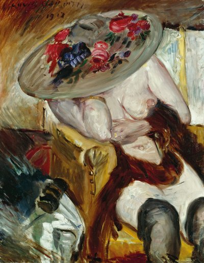 黄色い椅子のイタリア人女性 - 黄色い椅子のイタリア人女性、コリント、ロヴィス (1858-1925) 作。 キャンバスに油彩 作： Lovis Corinth