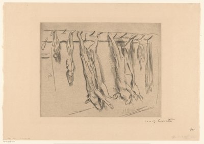 豚の屠殺 作： Lovis Corinth (signed by artist)