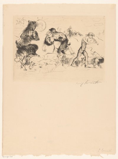 サテュロス、ニンフ、牧神、そして豚の群れ 作： Lovis Corinth (signed by artist)