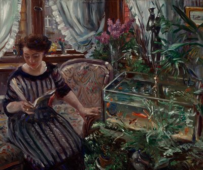 Dame am Goldfishbassin 作： Lovis Corinth