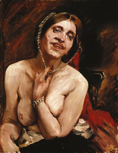 肘掛け椅子の女性ヌード 作： Lovis Corinth