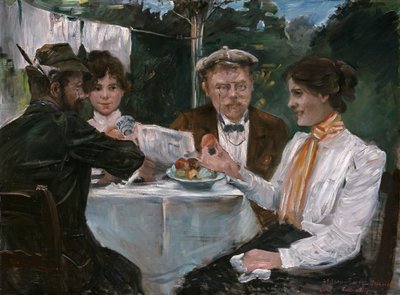 マックス・ハルベの庭で朝食 作： Lovis Corinth