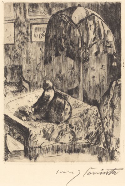 Interieur mit Stehlampe フロアーランプのあるインテリア 1916年 作： Lovis Corinth