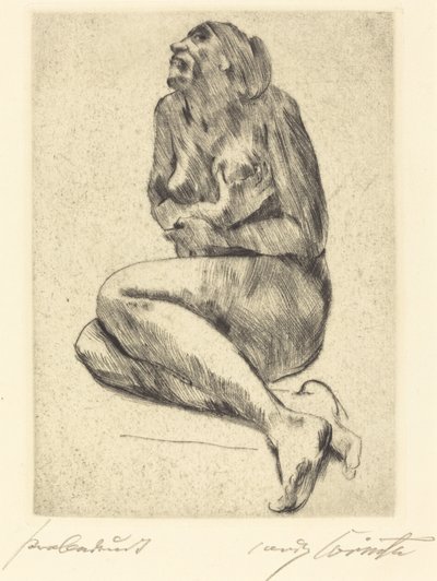 しゃがんだ女性のヌード」1914年 作： Lovis Corinth