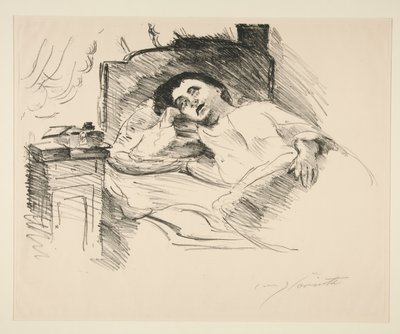 ベッドで休む女性 作： Lovis Corinth