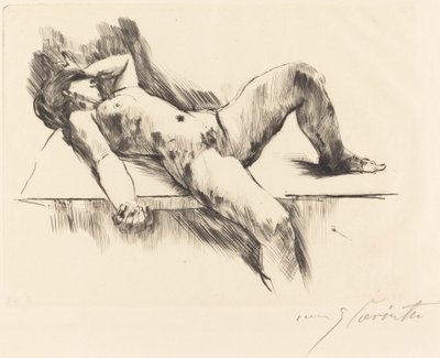 リクライニング女性ヌード III 作： Lovis Corinth