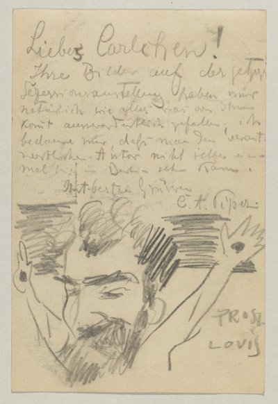 Lovis Corinth から Carl Strathmann へ: はがき、1903 年 1 月 16 日の消印 作： Lovis Corinth