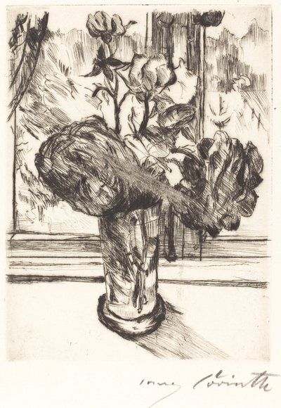 水のガラスのバラ 作： Lovis Corinth