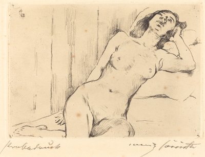 Resting Three Quarter Nude (リクライニング女性ヌード) 作： Lovis Corinth