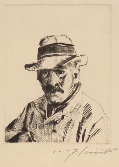 麦わら帽子の自画像 バスト丈 作： Lovis Corinth