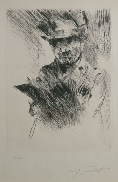自画像、1920-21年頃（ドライポイント） 作： Lovis Corinth