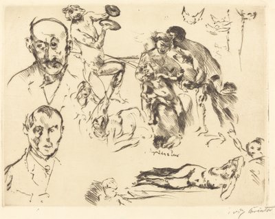 マックス・リーバーマンを含む男性のスケッチ（1915年頃）。 作： Lovis Corinth