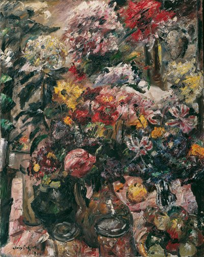 菊とアマリリスのある静物、1922年。 作： Lovis Corinth