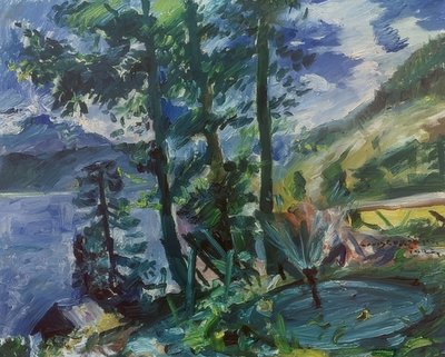 噴水のあるヴァルヘンゼー。 1923 作： Lovis Corinth