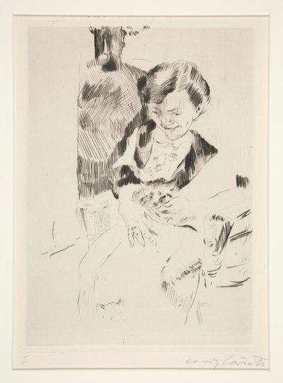 子猫を持つ女性 作： Lovis Corinth