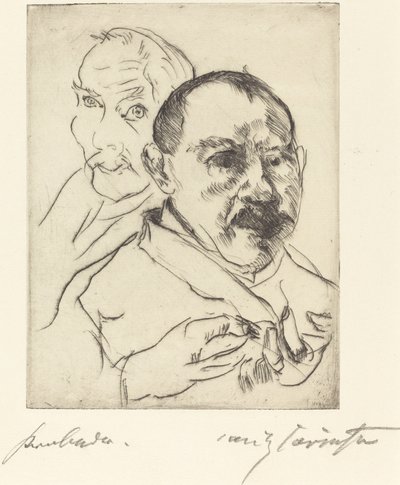 2 つの男性の頭の自画像のスケッチ、1915 年。 作： Lovis Corinth