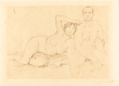 二人の人間 二人のヌード」1908年 作： Lovis Corinth