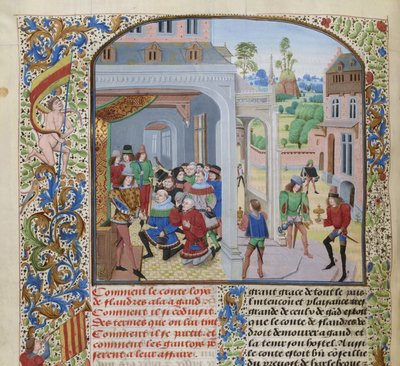 ゲントの代議員によるマーレのルイ2世へのオマージュ、1470-1475年頃。 作： Loyset Liedet