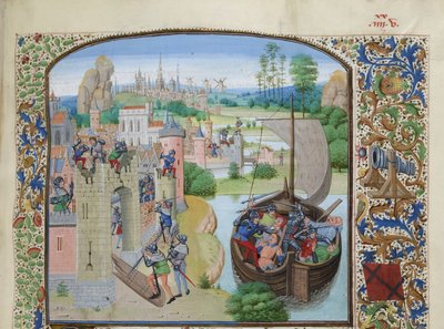 Audenarde 1380 でのゲント商人の虐殺、1470～1475 年頃。 作： Loyset Liedet