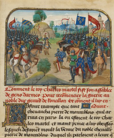 マルテルが祈るフランスとブルゴーニュの軍隊 作： Loyset Liedet