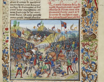 1364 年 9 月 29 日のオーレーの戦い、1470 年から 1475 年頃。 作： Loyset Liedet