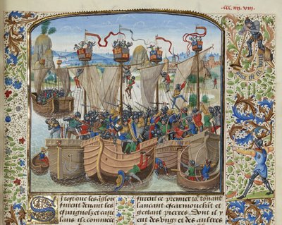 ラ ロシェルの戦い、1372 年、1470 ～ 1475 年頃。 作： Loyset Liedet