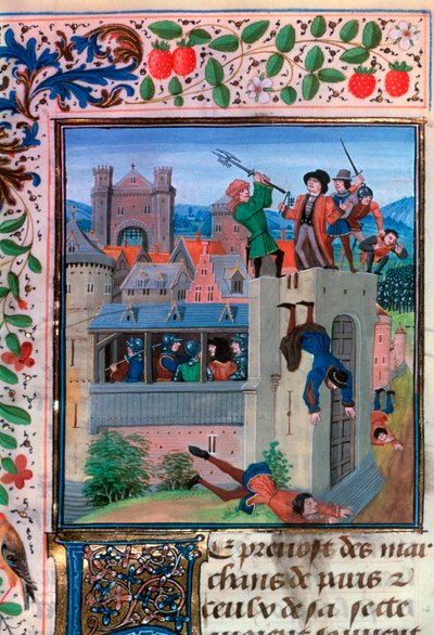 15世紀半ばの1358年、エティエンヌマルセルの殺害 作： Loyset Liedet