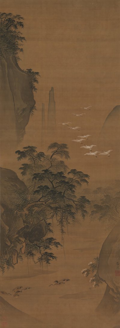 サギとアヒルのいる秋の風景。 作： Lu Ji