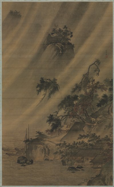 暴風雨のリバービレッジ、c。 1480年から1507年。 作： Lu Wenying