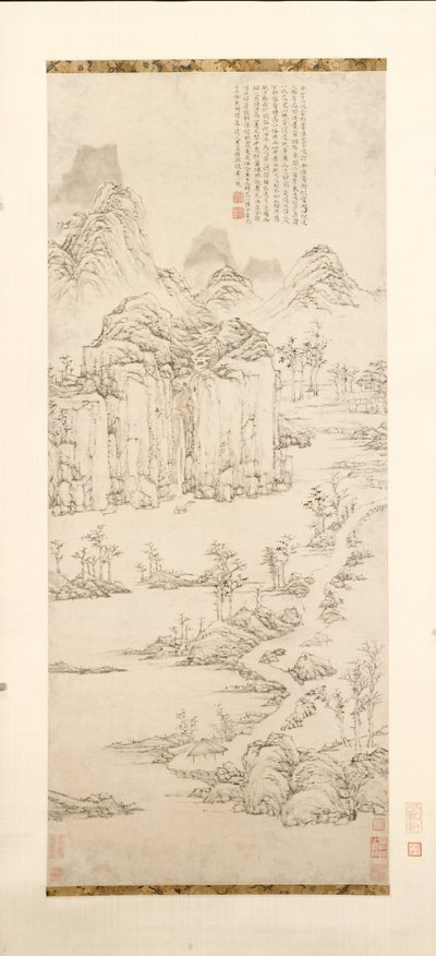 Ni Zan [1301-1374]、1567年後の山と小川の景観における道教の隠れ家 作： Lu Zhi