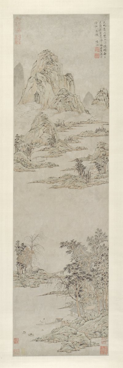 秋の澄んだ空の下でオールを引く（遠山） 作： Lu Zhi