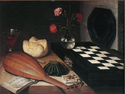 将棋の静物画 - キャンバスに油彩 作： Lubin Baugin