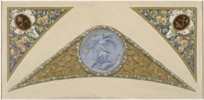 パリ市庁舎の祝祭階段のスケッチ：ポワソン、1888年から1898年の間（油彩） 作： Luc Oliver Merson