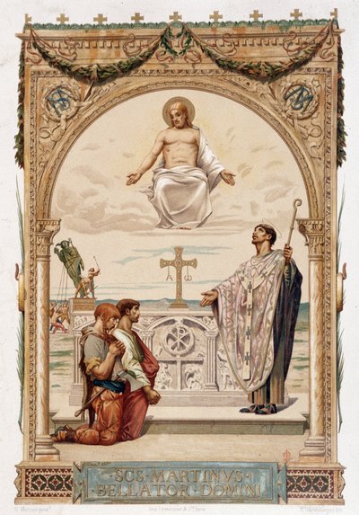 聖マルティヌス（Saint Martin）キリストの目の下でガリアの伝道者-クロモ。マーソンの絵によると 作： Luc Oliver Merson