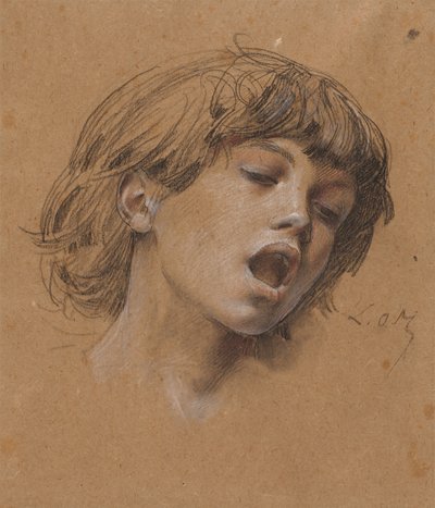 歌っている男の子の頭 (音楽の勉強) 作： Luc Olivier Merson