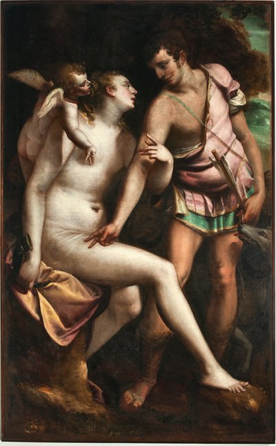 ヴィーナスとアドニス像 ルカ・カンビアソ（1527-1585）作 16世紀 ジェネ、ストラーダ・ヌォーヴァ美術館（元パラッツォ・ビアンコ 作： Luca Cambiaso