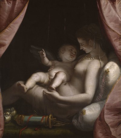 金星とキューピッド、1570年頃（キャンバスに油彩） 作： Luca Cambiaso