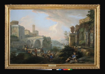 ロットー橋のあるカプリッチョ」1714年頃（油彩・キャンバス 作： Luca Carlevaris