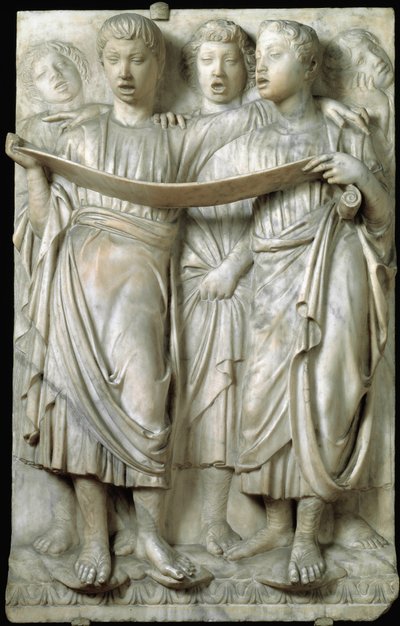 大理石のレリーフ、ルカ・デッラ・ロッビア（c.1400-1482）作、クアトロチェント。 作： Luca Della Robbia
