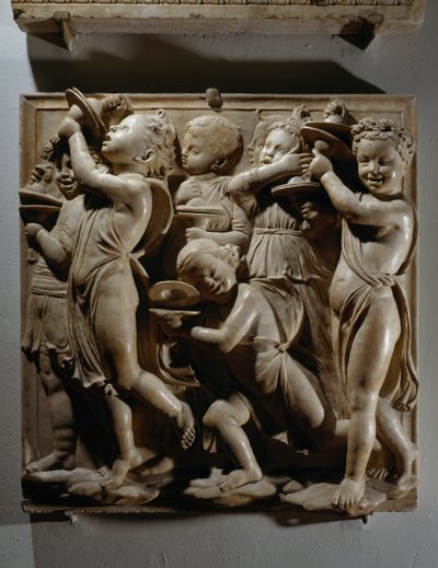 Laudate Eum in cimbalis iubilationis (SALMO150, Laudate Dominum), シンバル奏者によるパネル 作： Luca Della Robbia