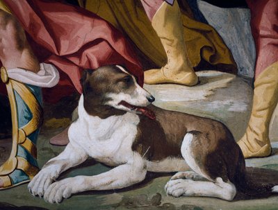 犬、「アンテノールの物語」のサイクルのフレスコ画の詳細 作： Luca Ferrari