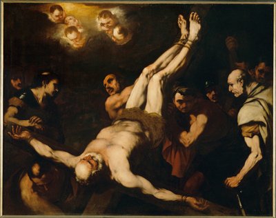 聖ペトロの磔刑...（キャンバスペインティング） 作： ルカ・ジョルダーノ