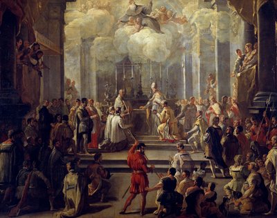 ルカ・ジョルダーノ（1634-1705）作「司祭の献辞」 油彩・キャンバス 作： Luca Giordano