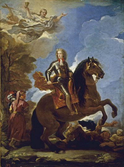 1694年以前のスペインのチャールズ2世の乗馬の肖像 作： Luca Giordano