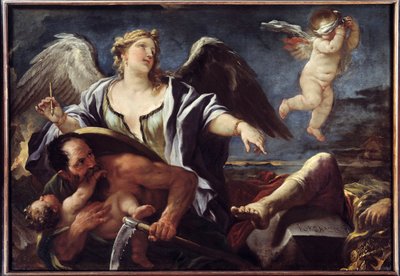 時の流れに身を任せて歴史を書く ルコ・ジョルダーノ（ファ・プレスト）（1632-1705）の絵画 17世紀ブレスト、美術博物館 作： Luca Giordano