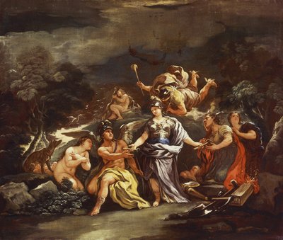 芸術と科学の守護神としてのミネルバ」ルカ・ジョルダーノ作 油彩・キャンバス 作： Luca Giordano