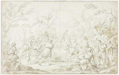 岩を打つモーゼ 作： Luca Giordano