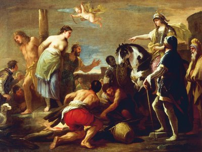 OlindoとSophronia、Luca Giordano、Canvasのオイル 作： Luca Giordano